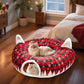Cat Tunnel Christmas Tree Skirt, Cat Tunnel Bed with Hanging Toy Ball, Black