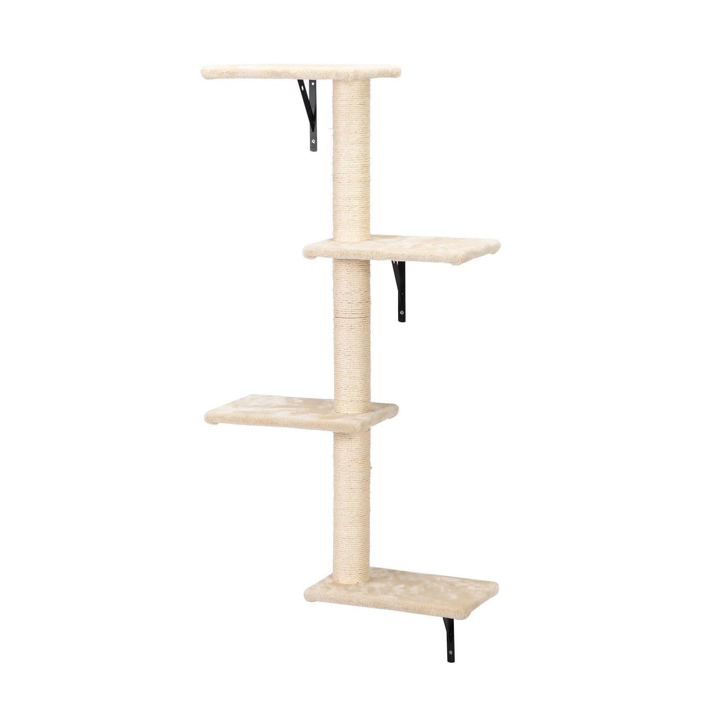 Cat Wall Shelves and Perches Set of 5, Sleeping Playing Lounging Climbing Cat Tree House for Multiple Cats, Beige