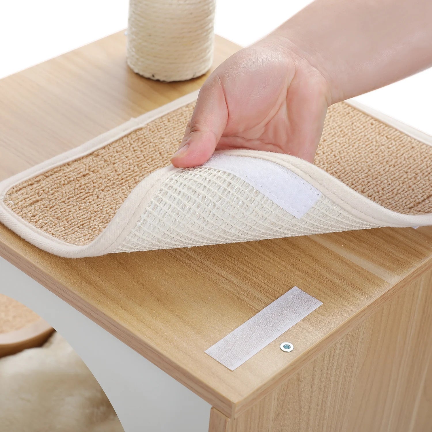 51" Modern Cat Tower for Indoor Cats, Multilevel Cat Tree Cat Play House with Large Cat Condo, Beige