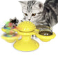 Cat Entertainment Set- Interactive Rotating Disk, Feather Teasers, Tumbler, Windmill Toy - Keeps Cats Active & Engaged