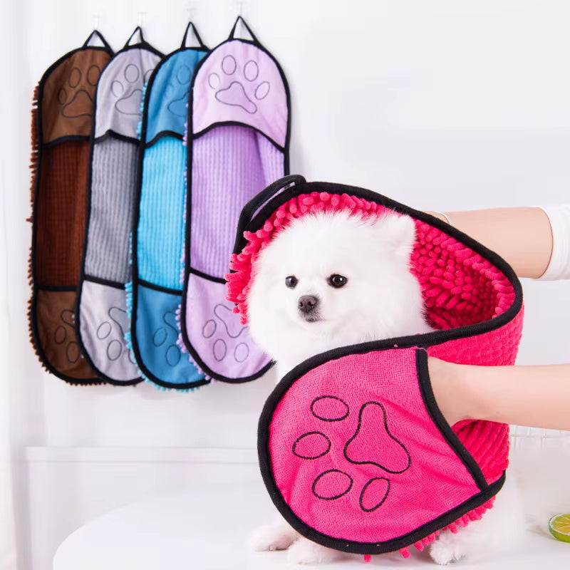 Soft Dog Bath Robe Towel Quick Super Absorbent Pet Bath Towel Cat Bath Towel Convenient Pet Cleaning Washcloth Pet Accessories