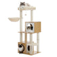 51" Modern Cat Tower for Indoor Cats, Multilevel Cat Tree Cat Play House with Large Cat Condo, Beige