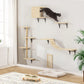 Cat Wall Shelves and Perches Set of 5, Sleeping Playing Lounging Climbing Cat Tree House for Multiple Cats, Beige