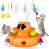 4-In-1 Indoor Interactive Cat Toy, Retractable Laser & Feather, USB Rechargeable, Orange