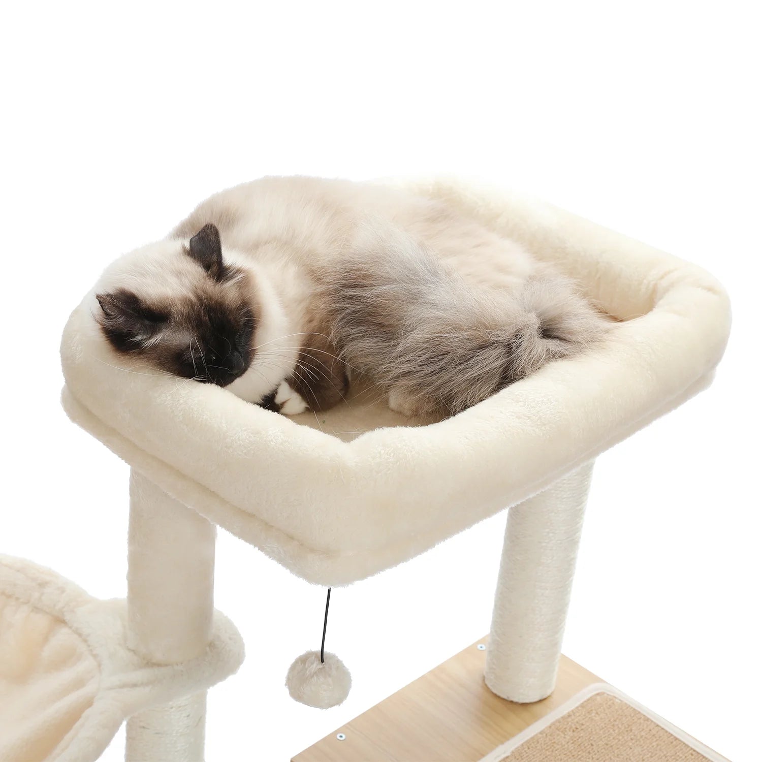 51" Modern Cat Tower for Indoor Cats, Multilevel Cat Tree Cat Play House with Large Cat Condo, Beige