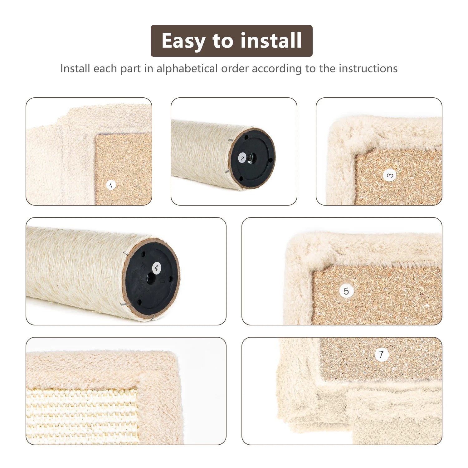 Cat Wall Shelves and Perches Set of 5, Sleeping Playing Lounging Climbing Cat Tree House for Multiple Cats, Beige