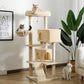 56" Tall Cat Trees Towers with Scratching Posts Condos Hammock Resting Perch, Indoor Pet Activity Furniture Play House for Large Cats Kitty Kitten, Beige